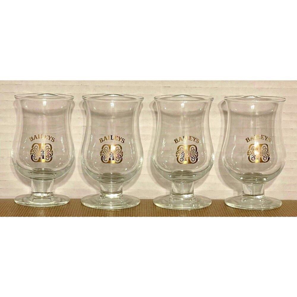Baileys Stemmed Shot Sipping Tulip Glasses(4) Cordial Celtic Knot Vintage